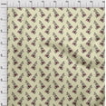 thumbnail image 3 of oneOone Cotton Cambric Light Yellow Fabric Leaves & Floral Block Dress Material Fabric Print Fabric By The Yard 56 Inches, 3 of 4