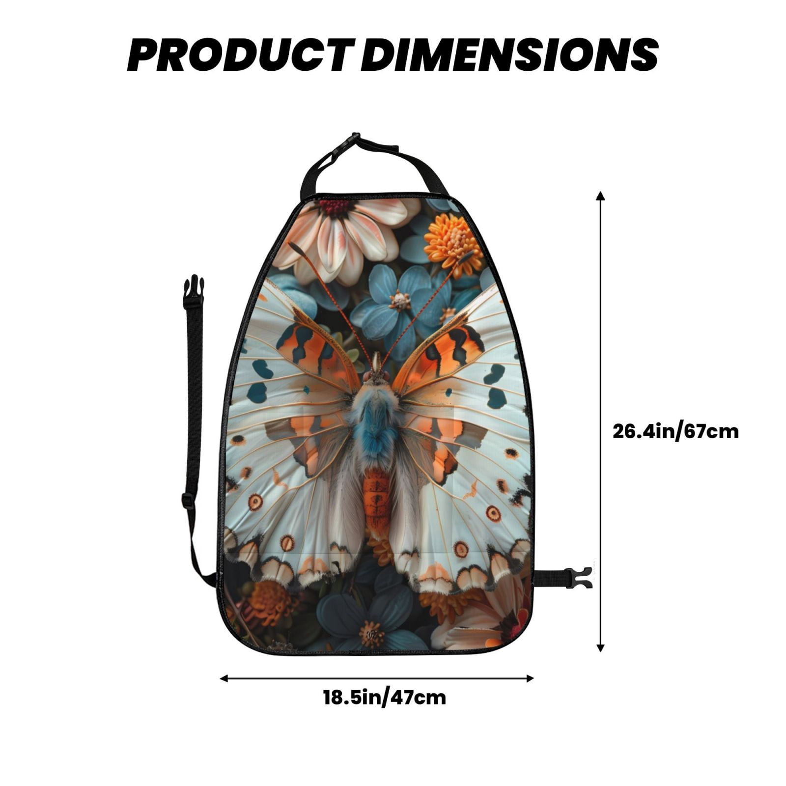Xecao Butterfly and Bloom Beauty Pattern Car Seat Back Protector 2 Pack Large Capacity Pocket, Kick Mats Back Seat Protector