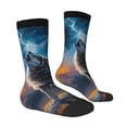 thumbnail image 2 of Goofa Lonely Night Sky Wolf Printed Men's Crew Socks, Soft Durable Breathable Moisture-Wicking with Odor Control Cotton socks, 2 of 9
