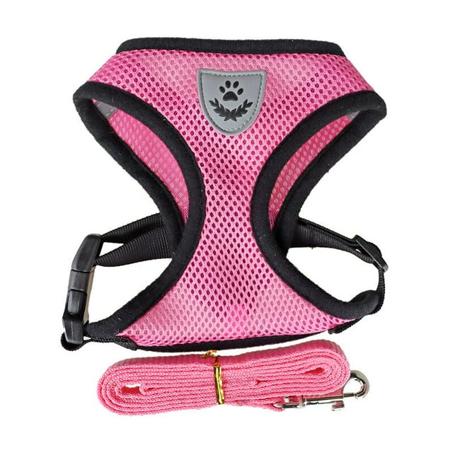 Cat Dog Adjustable Harness Vest Walking Lead Leash For Puppy Dogs Collar Polyester Mesh Harness For Small Medium Dog Cat Pet