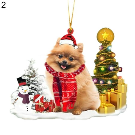 

dianhelloya Christmas Pendant Cartoon Dog Pattern Shatterproof Wooden Xmas Tree Hanging Sign Home Decor