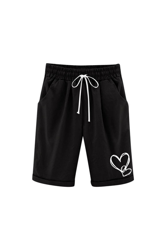 Shorts for Girls Summer Casual Breathable Linen Shorts Drawstring Elastic Waisted Knee Length Pants for Kids 3-13Y