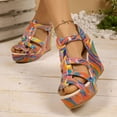 thumbnail image 4 of Dakaela Women's Wedge Sandals Comfortable Open Toe Platform Casual Dressy Summer Dress Shoes with Elastic Ankle Strap Size 6-9 Orange, 4 of 8