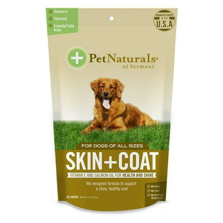 Pet Naturals of Vermont Skin + Coat for Dogs, Skin and Coat Health Supplement, 30 Bite-Sized (Best Dog Vitamins For Skin And Coat)