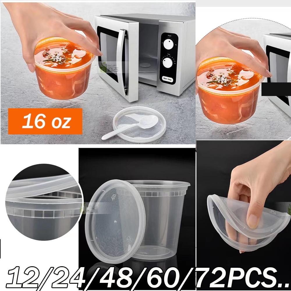 128 oz. Round Microwaveable Deli Container/Tub (Clear) w/Lid 15/PK
