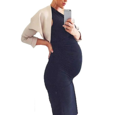 

Colisha Women Maternity Bodycon Tee Shirt Midi Dress Sleeveless Sundress Mama Baby Shower Pregnancy Tank Dress