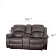 thumbnail image 4 of Bonded Leather Living Room Furniture Set Reclining Sofa Set Loveseat Furniture Sets in Living Room Sofa Recliners (Loveseat, Brown), 4 of 12