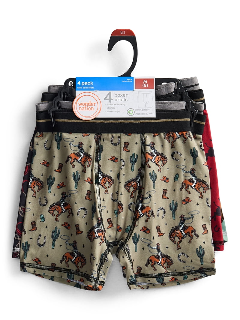 loncino boxer brief Mサイズ　4個セット Wonder Nation Boys Boxer Brief Rodeo Underwear, 4-Pack, Sizes S-XL
