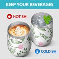thumbnail image 4 of Floral 12oz Stainless Steel Insulated Wine Tumbler with Lid and Straw – Double Wall Vacuum Mug for Hot & Cold Drinks, 304 Steel Interior, Sweat-Free Design,Thanksgiving,Christmas, Spring,Flower, 4 of 5