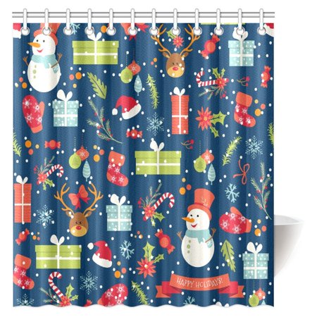 Pop Vintage Cartoon Merry Christmas Shower Curtain And Hooks