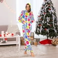 thumbnail image 7 of FORMRS Onesies Pajama for Adults Unisex Hoodie Winter Jumpsuit One Piece Sleepwear, Sizes S-2XL, Red Retro Shapes, 7 of 7