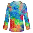 thumbnail image 4 of Fesfesfes Clearance Tops for Women Printed Tie-Dye Crewneck Long Sleeve Casual Tee Tops Blouse, 4 of 5