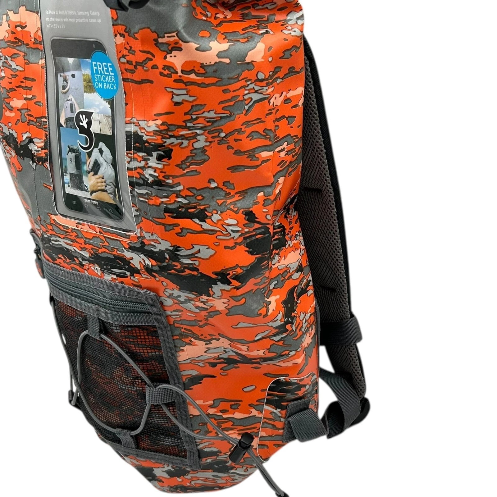 GECOBRANDS Hydroner 20L Camo Dry Bag Waterproof Backpack Orange-Gray Roll Top