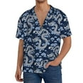 thumbnail image 3 of Xecao offers the Dragons for Men's Casual Short-sleeved Shirt, a button-up collared shirt with a pocket, perfect for beach vacations and yacht travel in the X-Large size., 3 of 7