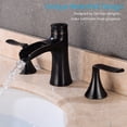 thumbnail image 2 of Wovier Oil Rubbed Bronze 8-16 Inch Widespread Waterfall Spout Bathroom Sink Faucet with Supply Hoses,Two Handle Three Hole Lavatory Faucet,Basin Mixer Taps with Pop Up Drain,Black, 2 of 7