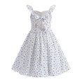 thumbnail image 2 of IBTOM CASTLE Teen Summer Holiday Floral Dress Junior Beach Casual Sundress | Tween Self Tie Back Flutter Sleeve Tea Party Back to School Prom Dress White, 2 of 7