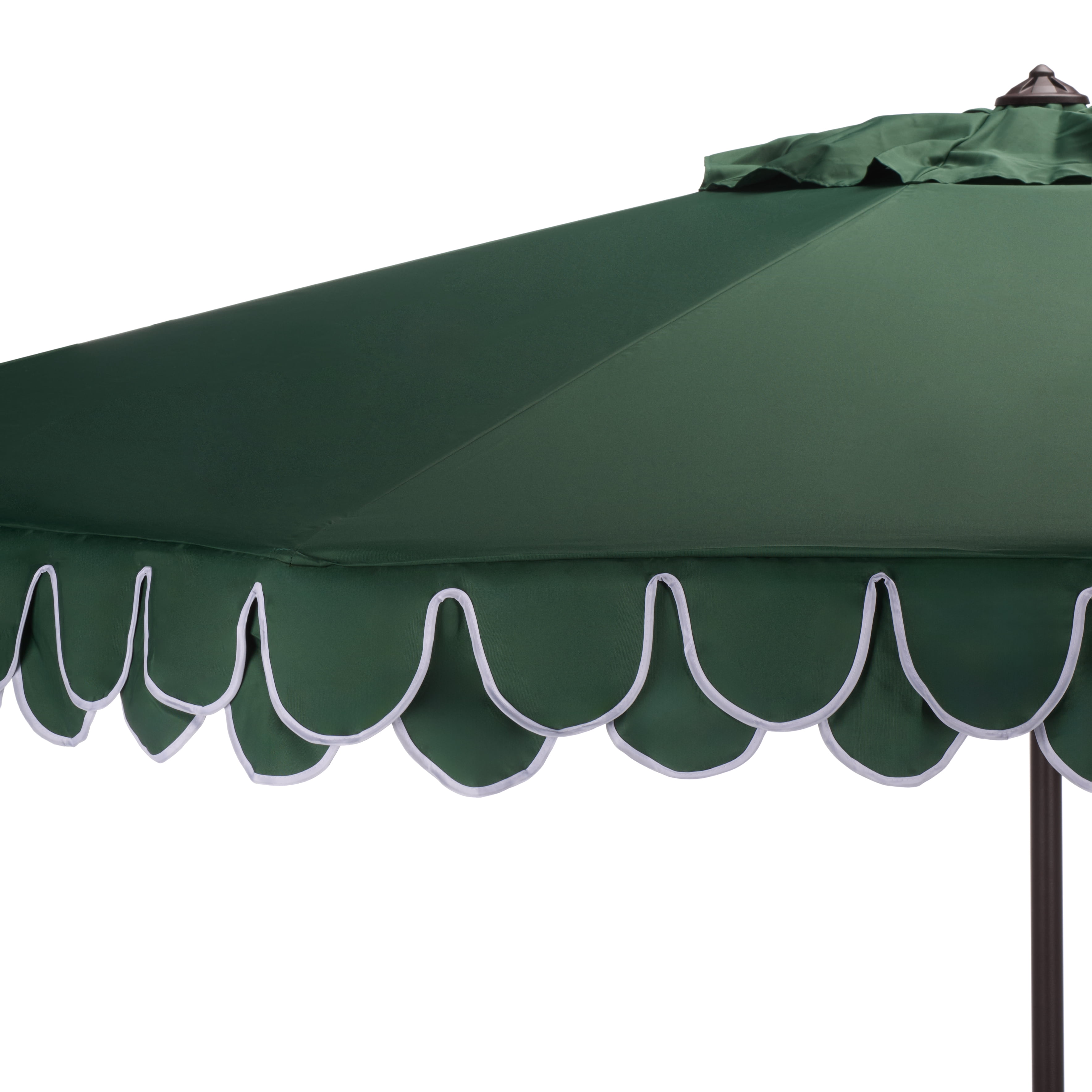 Safavieh Outdoor Valance 11ft Crank Patio Umbrella, Hunter Green/White