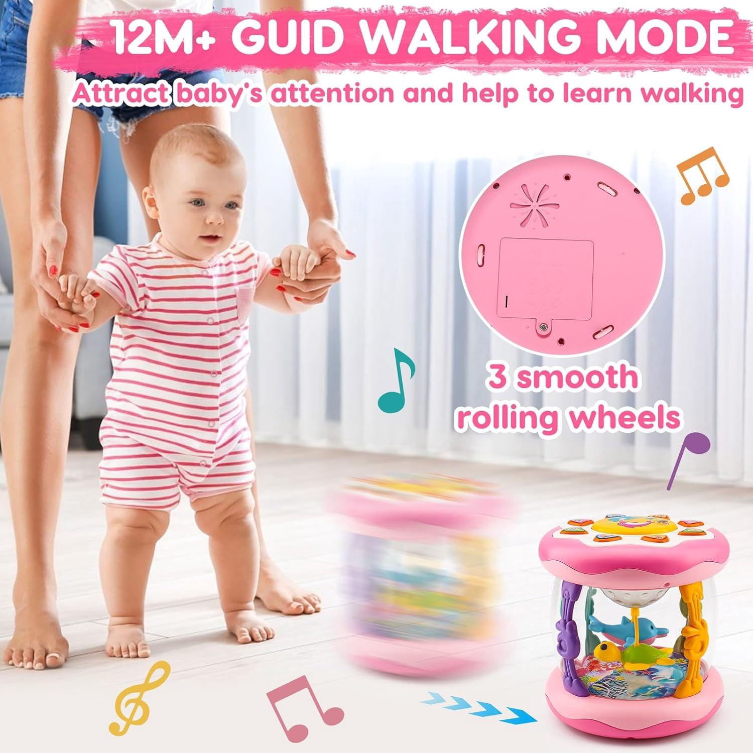 LINXUXIE Baby Musical Learning Light Up Toys, Infant Ocean Projector Rotating Music Box, Christmas Birthday Gifts for 6-12 Month & 1-3 3-5 Year Old