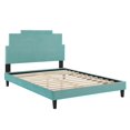 thumbnail image 3 of Modway Lindsey Performance Velvet Queen Platform Bed in Mint, 3 of 10