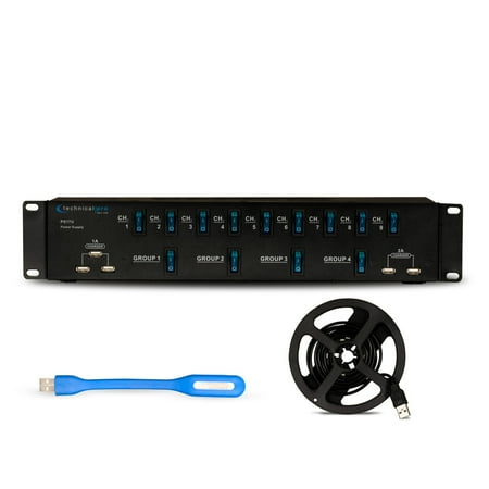 UPC: 0817802014469 | Technical Pro Rack Mount 17 Outlet Power Supply Surge Protector with 5V USB Charging Ports