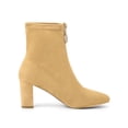 thumbnail image 3 of Unique Bargains Women's Faux Suede Square Toe Front Zip Block Heel Ankle Boots, 3 of 7