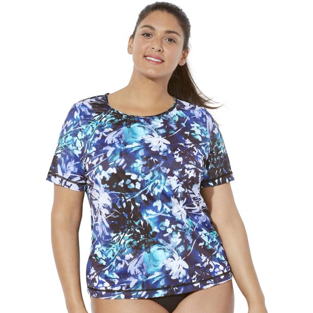 Swimsuits For All Women's Plus Size Chlorine Resistant Swim Tee 14