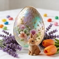thumbnail image 5 of AURIGATE Easter 2D Acrylic Egg Ornament with Base 5.66×7.87in, Floral Painted Acrylic Egg Decor, Spring Themed Tabletop Egg Statue for Home Easter Party Decoration, 5 of 6