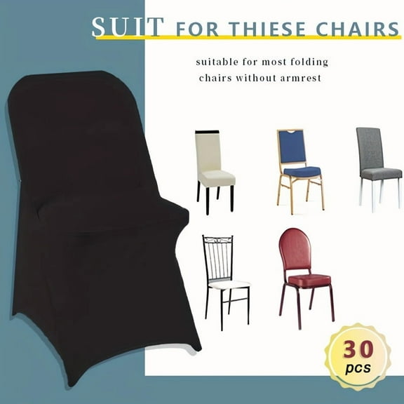 30/50/100pcs White Elastic Folding Chair Covers, Versatile Chair Protector with Removable and Washable Design, Suitable for Weddings, Holidays, Banquets, Parties, Celebrations, Dining (White)