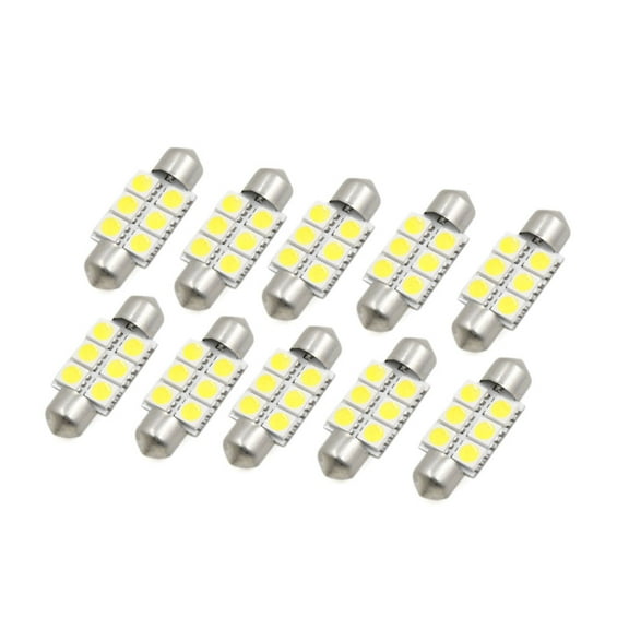 Unique Bargains 10Pcs 35mm Warm White 6-5050- Festoon Dome Map Light Car Interior Lamp