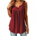 thumbnail image 1 of Womens Summer Sleeveless V Neck Solid Color Casual Swing Shirts Flowy Tank Tops Blouses with Buttons, 1 of 5