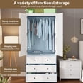 thumbnail image 5 of Soonbuy Wardrobe Closet with Drawers, 69.5" Wooden Wardrobe Cabinet with Hanging Rod, 2 Doors Clothing Storage Cabinet for Bedroom, Large Capacity Storage, Louvered Door, 5 of 9