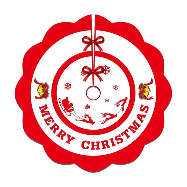 M Christmas Tree Skirt With Creative Print, Available In 90Cm Sizes, Polyester Material For A Beautiful Base For Your Holiday Tree And Gifts