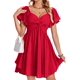 thumbnail image 4 of Vestido Florboom de verano con cuello cuadrado en gasa rojo para mujer, 4 of 6