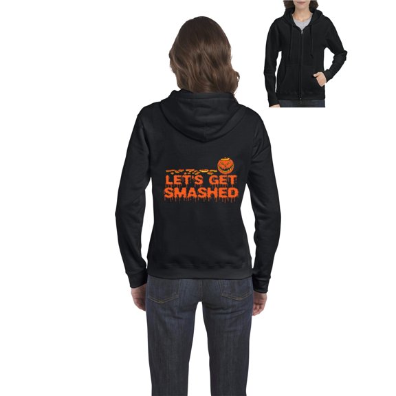 MmF - Women's Sweatshirt Full-Zip Pullover - Halloween Let`s Get Smashed