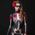 thumbnail image 5 of Disfraz de esqueleto de rosa para adultos y niños, disfraz aterrador para Halloween, disfraz sexy para fiesta de carnaval, mamelucos para niñas, Día de los Muertos, 5 of 5
