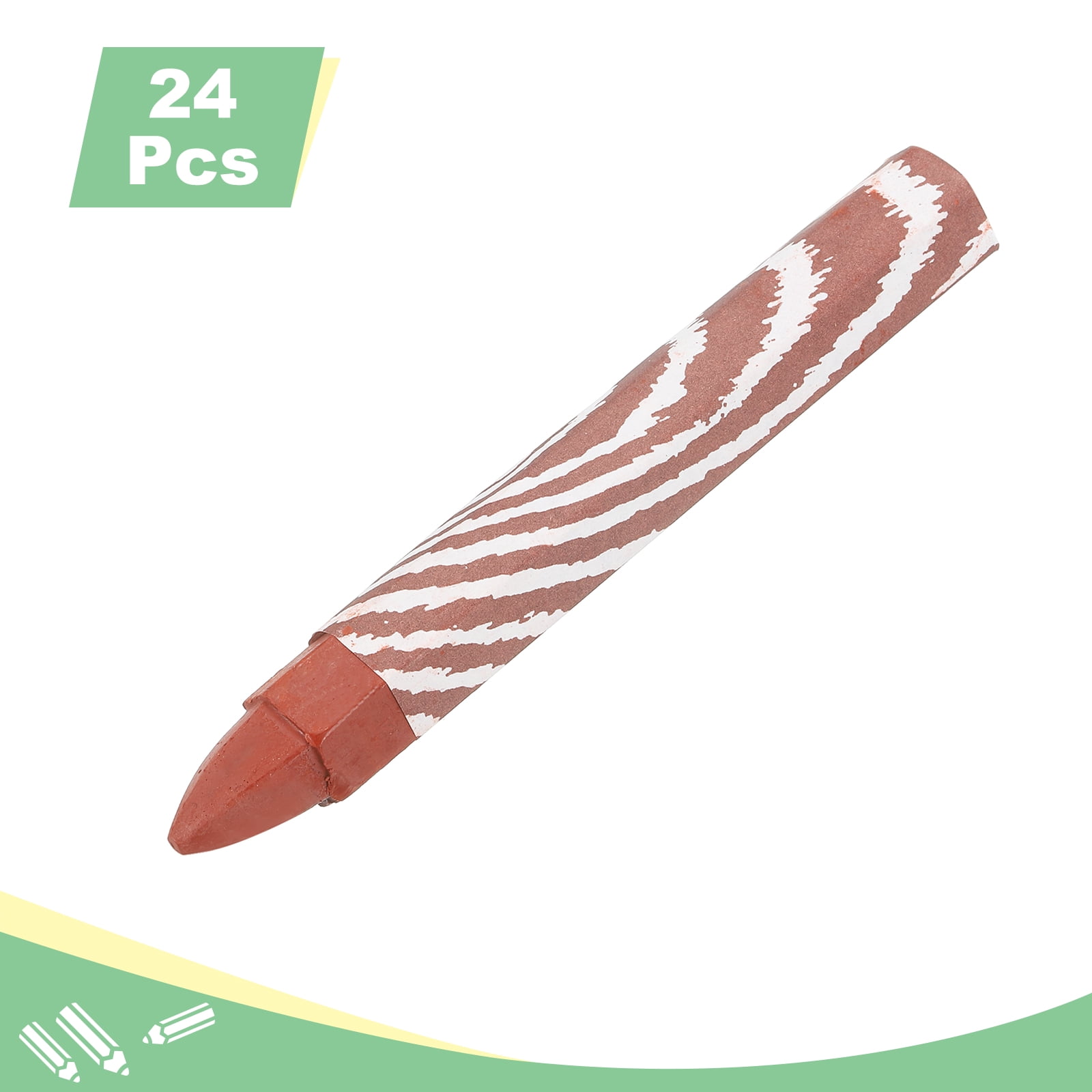 Uxcell Lumber Marking Crayons, 24 Pcs Brown Hex Wax Tire Marker, 4.1" x 0.59" Hex Waterproof Drawing Crayons Furniture Marker for Wood, Glass, Cartons, Cloth, Stone, Ceramics