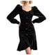 thumbnail image 1 of Sexy chica caliente temperamento de las mujeres botón redondo delgado plisado hombrera Flash Drill terciopelo plisado cola de pez falda francés nuevo vestido de mujer Pompotops  hdfakjf9778, 1 of 9