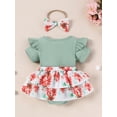 thumbnail image 3 of Gupgi Baby Girl Romper Dress Letter Floral Print Jumpsuit with Headband Set Summer Clothes 2 Pcs Outfits, 3 of 9