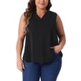 thumbnail image 1 of GRACE & GRANDEUR Blusa sin mangas básica de talla grande para mujer, escote en V, color negro, 4X, 1 of 1