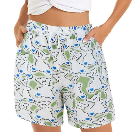 

PEASKJP Maternity Jean Shorts for Women Women s Casual Shorts Summer Comfy Beach Shorts Elastic Waist Pajama Shorts for Women Shorts White 3X-Large