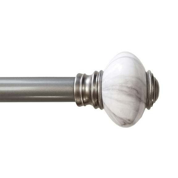 Lumino 1" Pewter Valentina Knob Adjustable Single Curtain Rod Set, 42"-120"