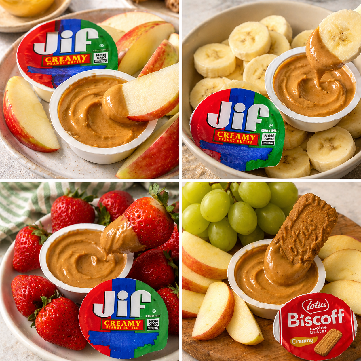 Peanut Butter Cups Variety Pack, 15 Count – Single Serve Snack Pack (5  JIF TO GO, 5 Biscoff Cookie Butter, 5 Sunflower Butter) – On-the-Go Portion Cups for Lunch, Kids & Snacks