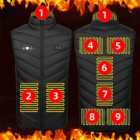 guisaled Heated Vest Men Smart Rechargeable USB Warming Softshell Heated Vests 9 Heating Zones Lightweight Hunting Ski Jackets Clearance On Sale