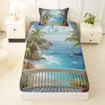 thumbnail image 3 of jejeloiu Ocean Hawaii Holiday Twin Sheets,Tropical Flower Bedding For Boys,Multicolor,3-Piece,1 Fitted Sheet and 1 Pillowcase, 3 of 6