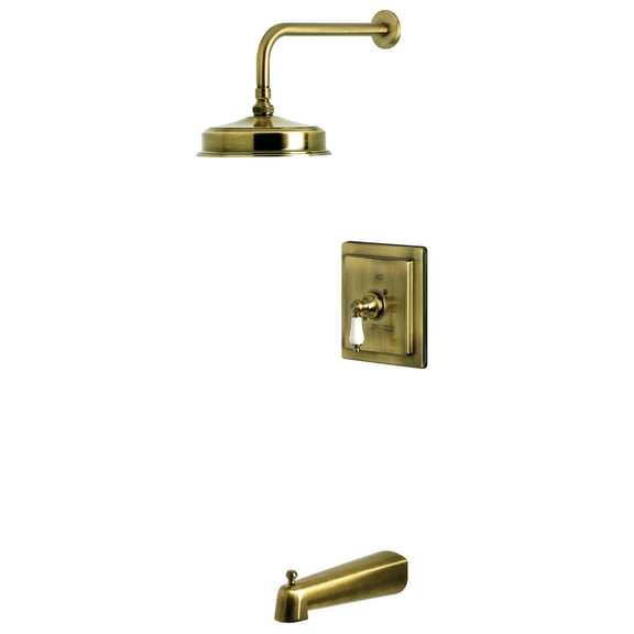 Kingston Brass KB5893PL Demure Single-Handle Pressure Balanced Tub and Shower Faucet, Antique Brass