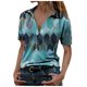 thumbnail image 1 of Gibobby Camisetas de verano para mujer Camiseta suelta informal con cuello en V para mujer, blusa manga corta con estampado(Azul,M), 1 of 3