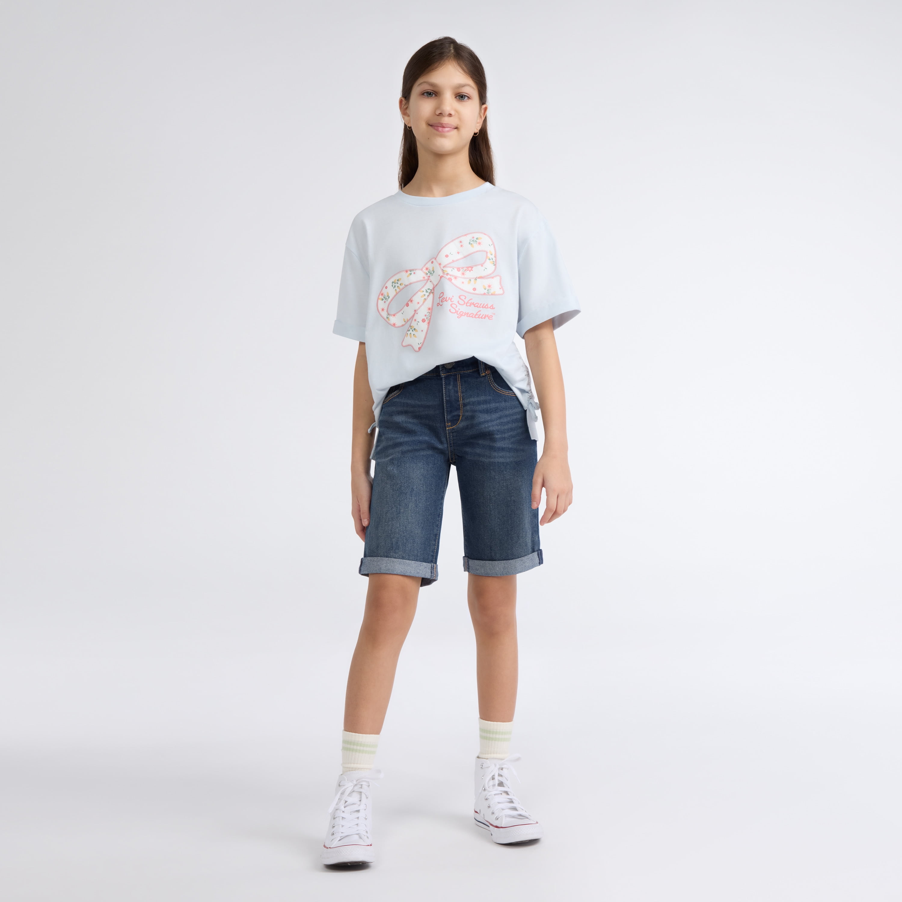 Levi Strauss Signature Girls Bermuda Denim Shorts, Sizes 5-18