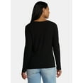 thumbnail image 4 of Time and Tru Women's Cotton V-Neck Tee with Long Sleeves, 2-Pack, Sizes XS-XXXL, 4 of 7