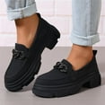 thumbnail image 3 of SACFOF Womens Slip On Penny Loafers Platform Chunky Loafer Lug Sole Suede Work Business Casual Dress Uniform Oxfords with Metal Chain, 3 of 6