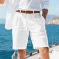 thumbnail image 2 of Nestiefly Mens Linen Shorts Casual Summer Beach Shorts Loose Elastic Waist Drawstring Cargo Pants with Pockets White L, 2 of 5